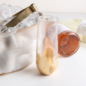 Elm Design HAND PAINTED GOLD LEAF STEMLESS CHAMPAGNE GLASS