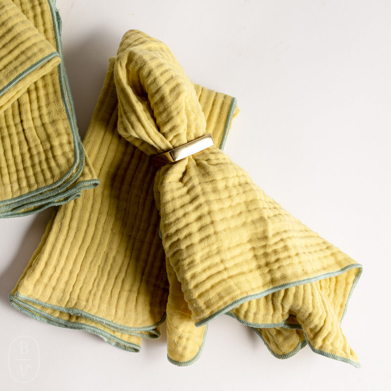 Creative Co-op WOVEN COTTON CONTRAST STITCH NAPKIN SET OF 4