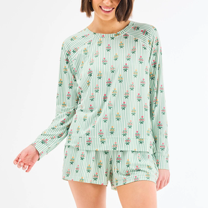 Mary Square ANNIE SHORT SET Cottage Stripes Green