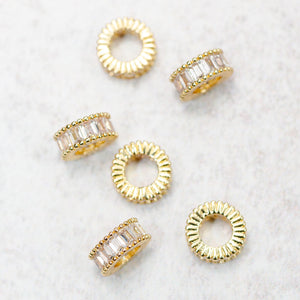 Farrah B Jewelry MINI GEM BEAD CHARM Clear Gold