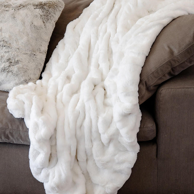 Fabulous Furs COUTURE COLLECTION MINK THROW Snow 60 x 72