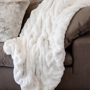 Fabulous Furs COUTURE COLLECTION MINK THROW Snow 60 x 72