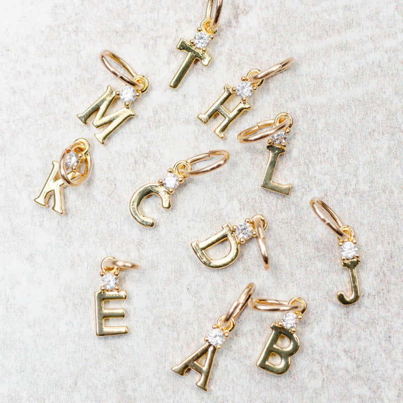 Farrah B Jewelry TOP GEM LETTER CHARM Gold