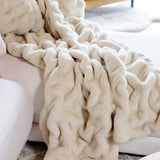 Fabulous Furs COUTURE COLLECTION MINK THROW Ivory 60 x 72
