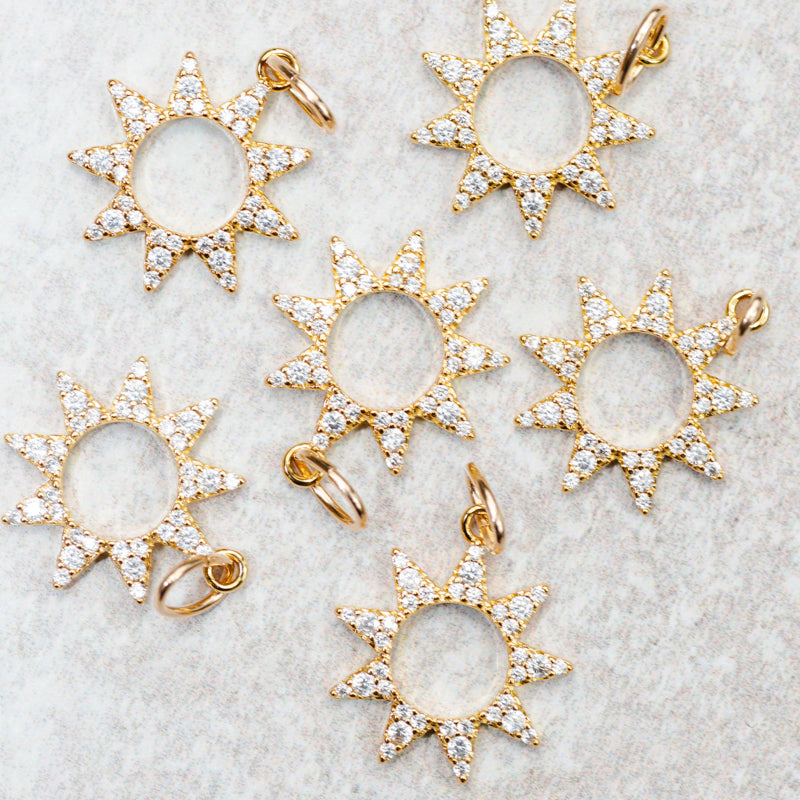 Farrah B Jewelry SUN PAVE GOLD CHARM Gold