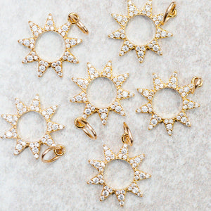 Farrah B Jewelry SUN PAVE GOLD CHARM Gold