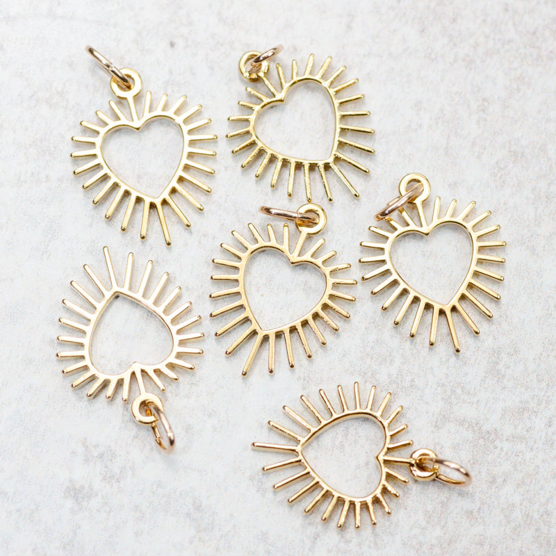 Farrah B Jewelry HEART ABLAZE CHARM Gold
