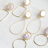 Virtue SUN PEARL POST GOLD BRANCH RECTANGLE EARRINGS