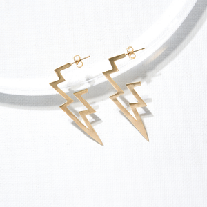Ink and Alloy FLAT LIGHTNING BOLT HOOP EARRINGS