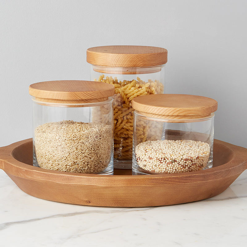 Europe 2 You NATURAL MODERN WOOD TOP CANISTER