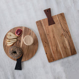 Creative Co-op BLACK HANDLE ACACIA WOOD CUTTING BOARD