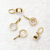 Farrah B Jewelry GEMSTONE CHARM Clear Gold