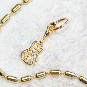 Farrah B Jewelry GUITAR CHARM Clear Gold