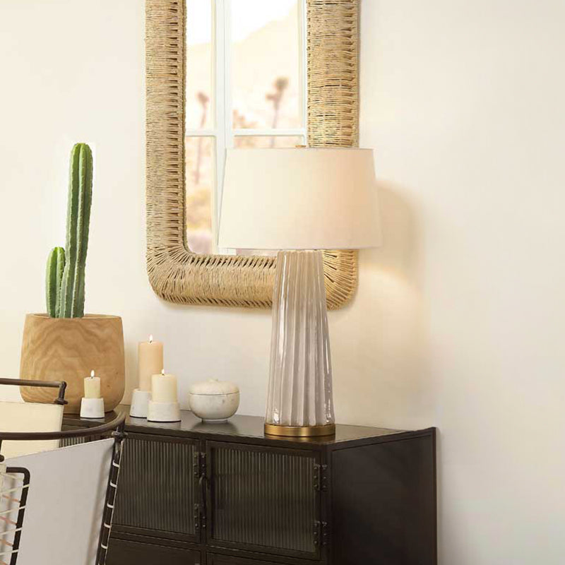 Jamie Young Company PLEATED TABLE LAMP Cream Tapered White Linen