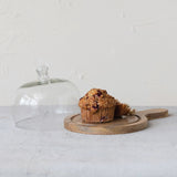 Creative Co-op WOOD HANDLED SERVING TRAY WITH GLASS CLOCHE