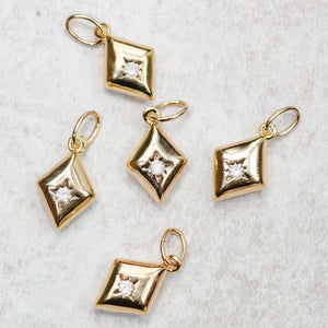 Farrah B Jewelry DIAMOND RHOMBUS CHARM Gold