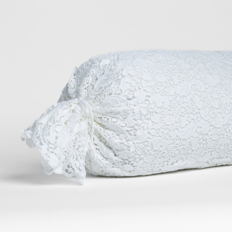 Bella Notte Linens ALLORA THROW PILLOW COVER White 9x39