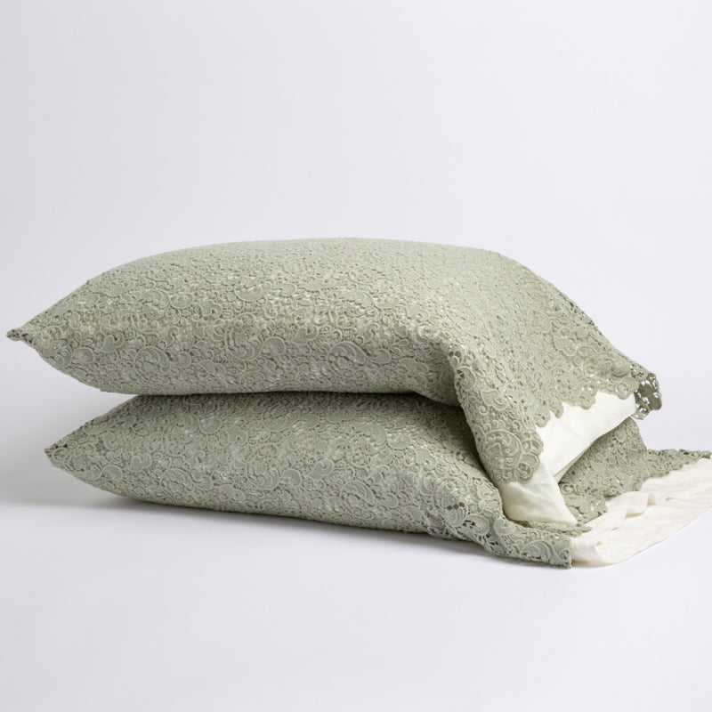 Bella Notte Linens ALLORA PILLOWCASE COVER Eucalyptus