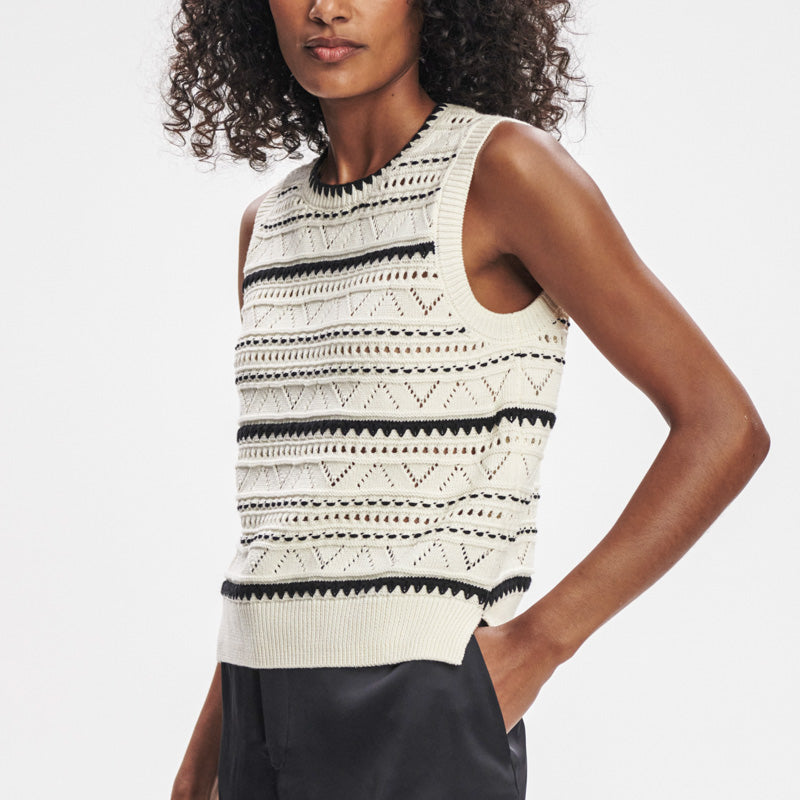 Varley ATHENA POINTELLE KNIT VEST Egret