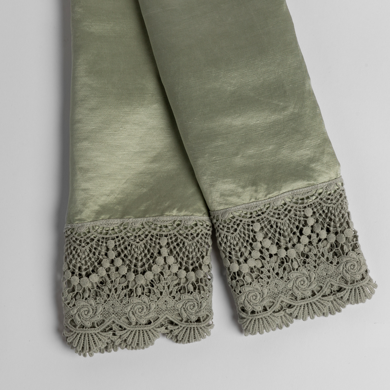 Bella Notte Linens PALOMA PILLOWCASE WITH COTTON LACE TRIM Eucalyptus