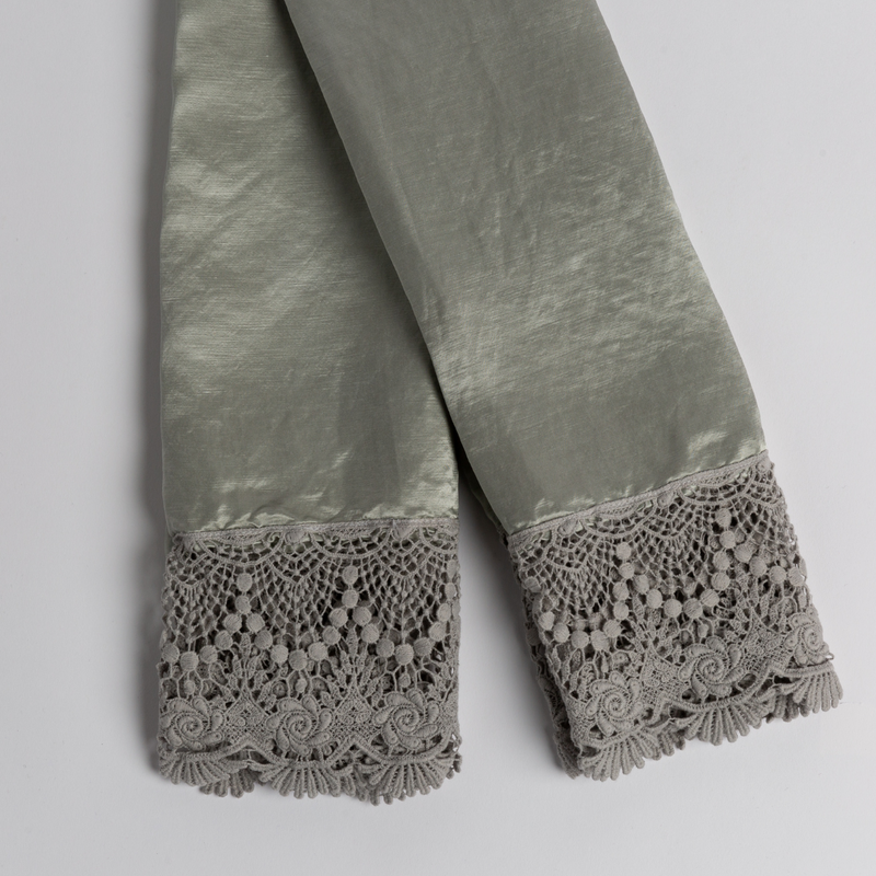 Bella Notte Linens PALOMA PILLOWCASE WITH COTTON LACE TRIM Mineral