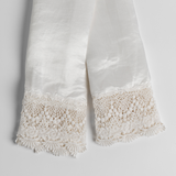Bella Notte Linens PALOMA PILLOWCASE WITH COTTON LACE TRIM White