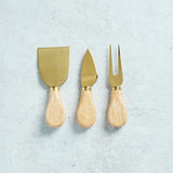 Bloomingville OAK WOOD HANDLE CHEESE UTENSIL SET OF 3