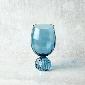 Bloomingville PLEATED FOOTED WINE GLASS Blue