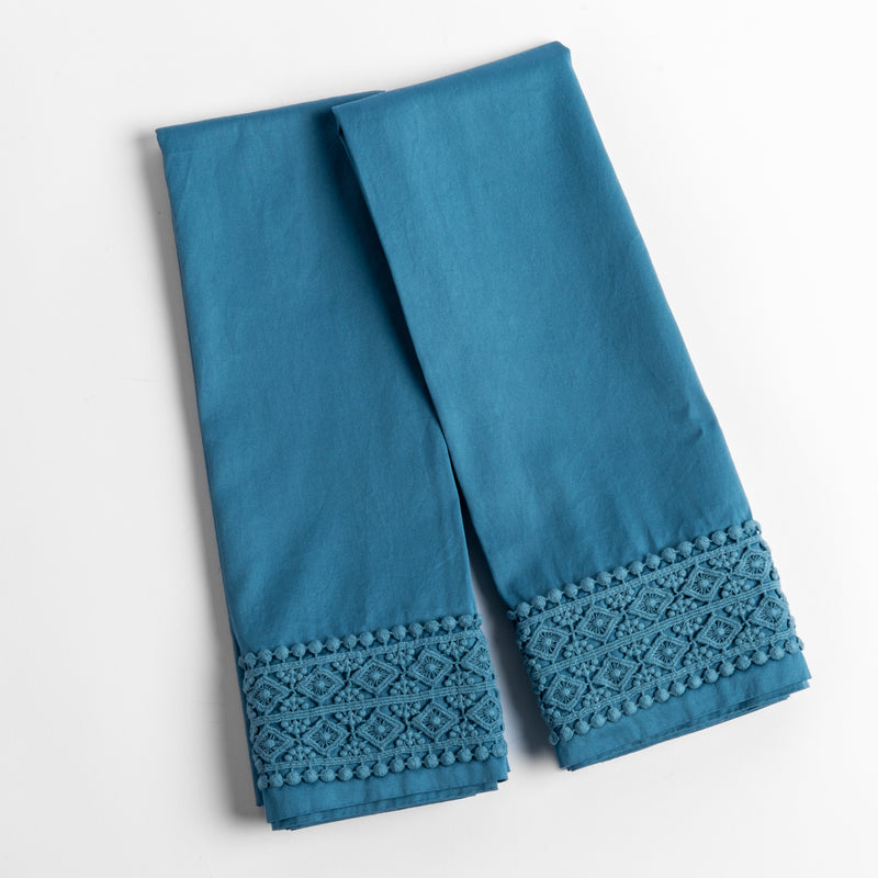 Bella Notte Linens BRIA PILLOWCASE WITH NOVOLA LACE Cenote