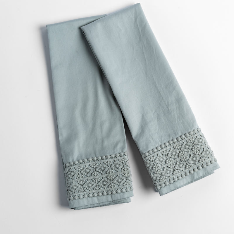 Bella Notte Linens BRIA PILLOWCASE WITH NOVOLA LACE Eucalyptus