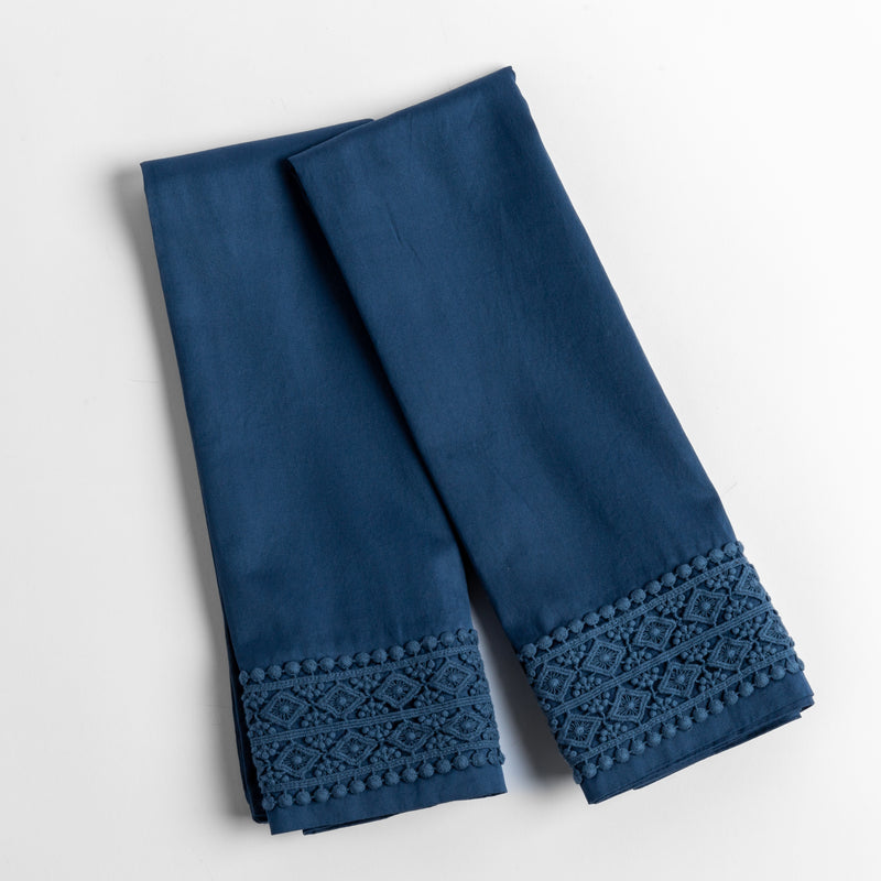Bella Notte Linens BRIA PILLOWCASE WITH NOVOLA LACE Midnight