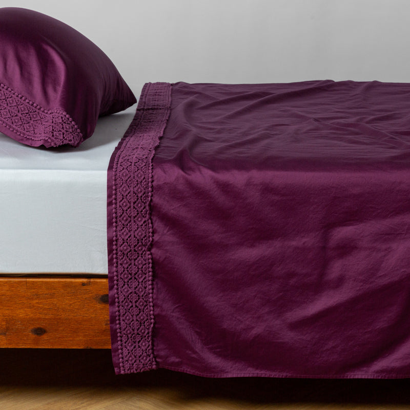 Bella Notte Linens BRIA FLAT SHEET WITH NOVOLA LACE