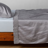 Bella Notte Linens BRIA FLAT SHEET WITH NOVOLA LACE French Lavender