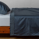 Bella Notte Linens BRIA FLAT SHEET WITH NOVOLA LACE Midnight