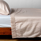 Bella Notte Linens BRIA FLAT SHEET WITH NOVOLA LACE Pearl
