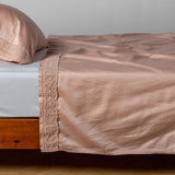 Bella Notte Linens BRIA FLAT SHEET WITH NOVOLA LACE Rouge