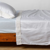 Bella Notte Linens BRIA FLAT SHEET WITH NOVOLA LACE White