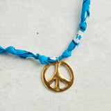 CV Designs BANDANA SINGLE CHARM NECKLACE Ocean Peace Sign
