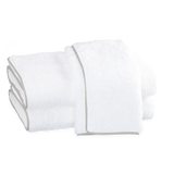 Matouk CAIRO STRAIGHT PIPING WASH CLOTH White Silver