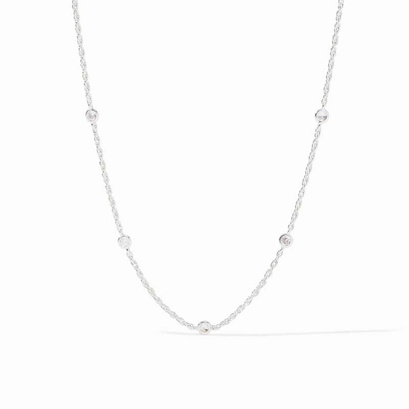 Julie Vos SILVER CELESTE DELICATE STATION NECKLACE Cubic Zirconia