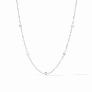 Julie Vos SILVER CELESTE DELICATE STATION NECKLACE Cubic Zirconia
