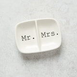 Creative Co-op CERAMIC TWO SECTION MR MRS DISH