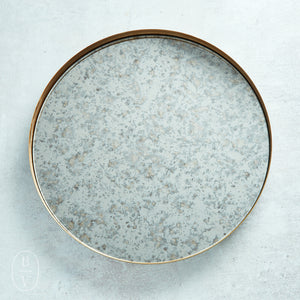 Creative Co-op FOOTED ANTIQUED MIRROR TRAY Gold