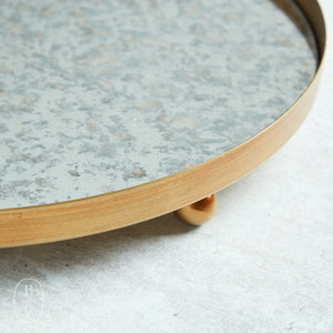 Creative Co-op FOOTED ANTIQUED MIRROR TRAY