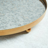 Creative Co-op FOOTED ANTIQUED MIRROR TRAY