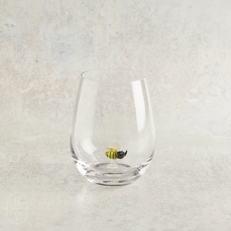 Creative Co-op STEMLESS WINE GLASS WITH FIGURE Bee