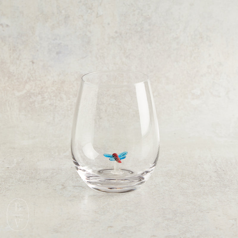 Creative Co-op STEMLESS WINE GLASS WITH FIGURE Dragonfly