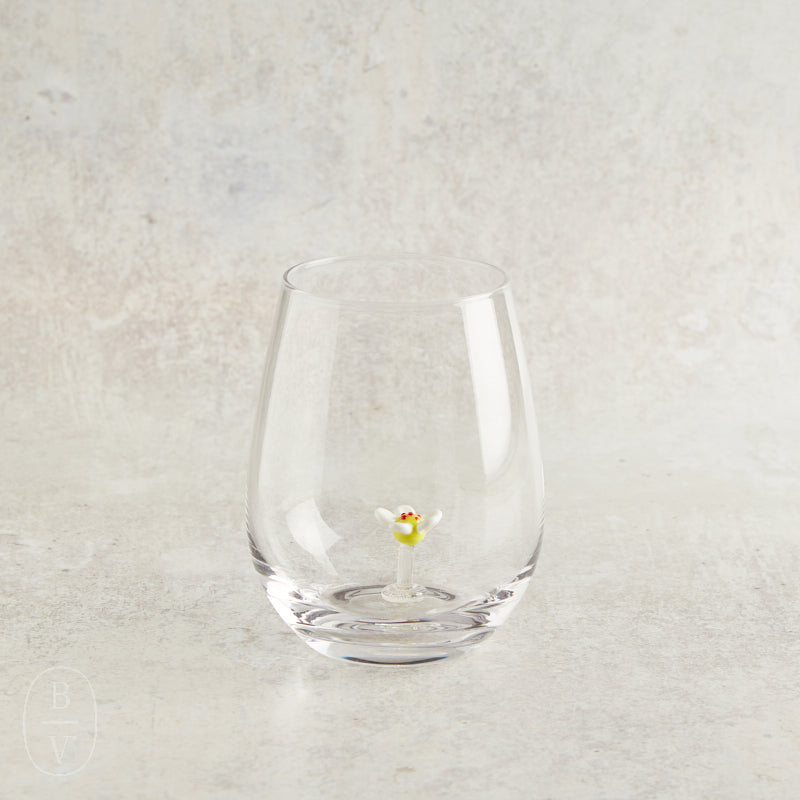 Creative Co-op STEMLESS WINE GLASS WITH FIGURE Flower