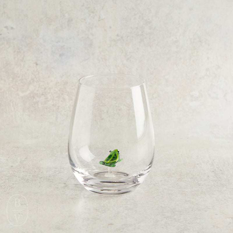 Creative Co-op STEMLESS WINE GLASS WITH FIGURE Frog
