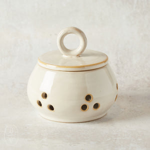 Creative Co-op STONEWARE GARLIC/ONION KEEPER Antique White